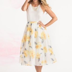 Midi floral yellow skirt